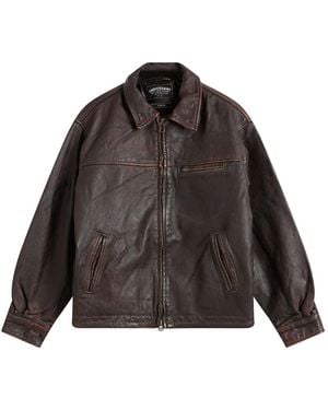 FRIZMWORKS Destroyed Cowhide Leather Jacket - Black