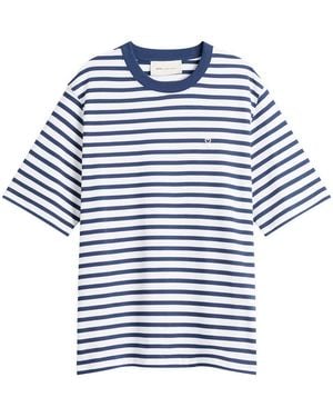 Ami Paris Short Sleeve Boxy Fit Mariniere T-Shirt - Blue