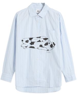 Obey Beverly Graphic Long Sleeve Shirt - Blue