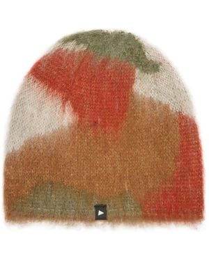 and wander Mixed Colour Shaggy Knit Beanie - Brown