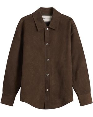 Ami Paris Suede Buttoned Overshirt - Brown