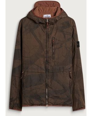 Stone Island Laser Forest Camo Crinkle Reps-Tc Parka Jacket - Brown