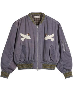 STORY mfg. Hand Applique Seed Bomber Jacket - Grey