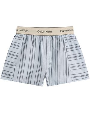 Calvin Klein Cotton Poplin Sleep Shorts - Blue