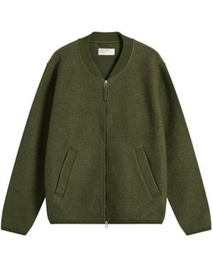Universal Works Wool Fleece Zip Bomber Jacket - Green