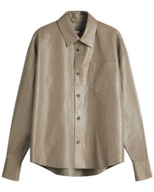 Ami Paris Boxy Fit Leather Overshirt - Green