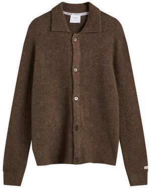 Percival Archive Soft Knitted Collared Cardigan - Brown