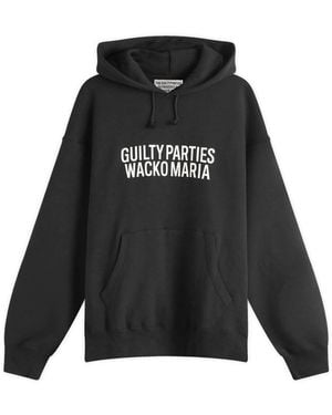 Wacko Maria Branded Cotton Hoodie with Pouch Pocket - Black