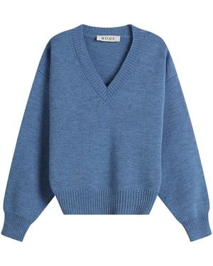 Rohe V-Neck Knitted Jumper - Blue