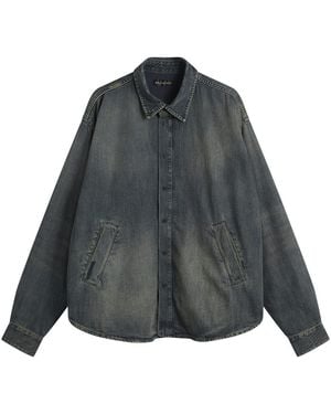 Balenciaga Dark Wash Denim Overshirt - Gray
