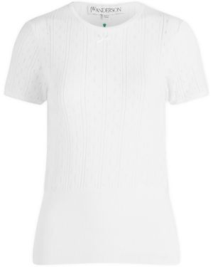 JW Anderson Pointelle Cap Sleeve Fitted Top - White