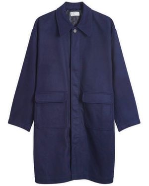 Universal Works Melton Wool Account Coat - Blue
