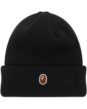A Bathing Ape New Era Ape Head One Point Beanie - Black