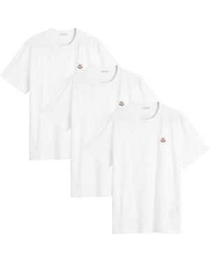 Moncler Short Sleeve 3 Pack Cotton T-Shirts - White