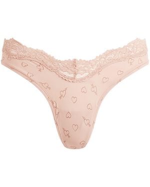 Skims Fits Everybody Lace Dipped Thong - Natural