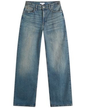 GOOD AMERICAN Good Ease Adjustable Tab Baggy Jeans - Blue