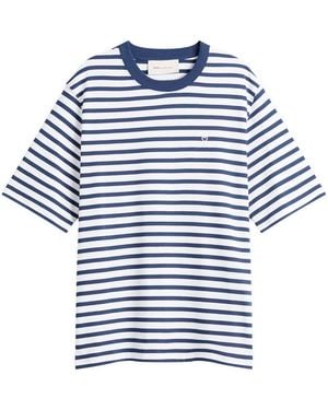 Ami Paris Shorts Sleeve Boxy Fit Mariniere T-Shirt - Blue