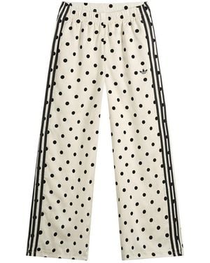 adidas Polka Dot Firebird Wide Trackpants - White