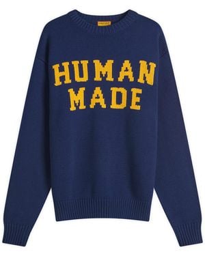 Human Made Polar Bear Crew Neck Knitted Sweater - Blue