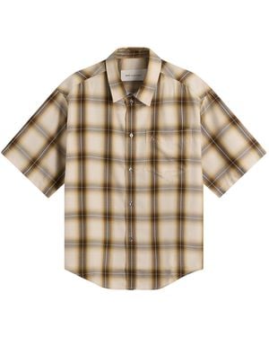 Ami Paris Adc Check Canvas Short Sleeve Shirt - Natural