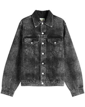 Aries Lasered Croc Trucker Jacket - Black