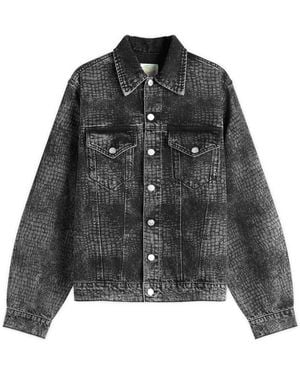 Aries Lasered Croc Trucker Jacket - Black