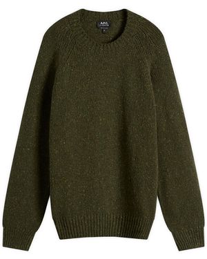 A.P.C. Harris Donegal Crew Neck Sweater - Green