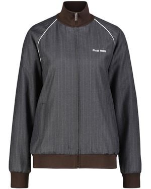 Miu Miu Blousonjacke aus Wolle - Grau