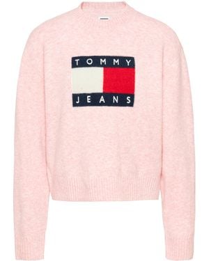 Tommy Hilfiger Strickpullover mit Wolle TJW MELANGE FLAG SWEATER EXT - Pink