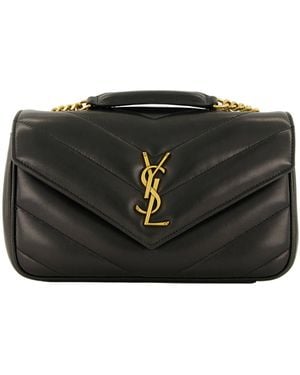 Saint Laurent Umhängetasche aus Lammleder LOULOU SMALL MATELASSE - Schwarz