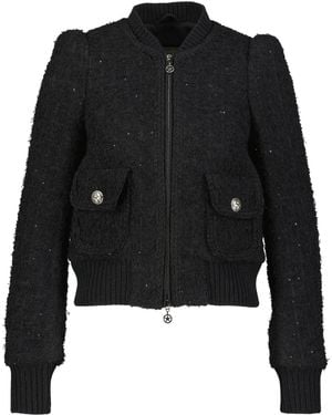 Maison Common Tweed-Blouson mit Strickrückseite - Schwarz
