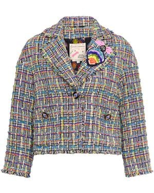 Maison Common Tweedblazer mit gehäkeltem Detail - Grau