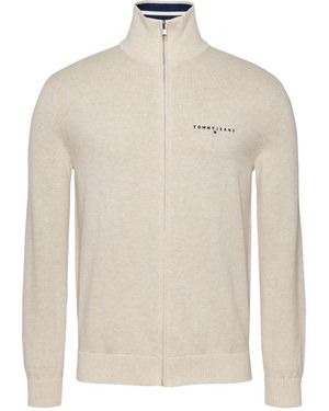 Tommy Hilfiger Strickjacke TJM SLIM LINEAR FZ SWEATER Slim Fit - Weiß