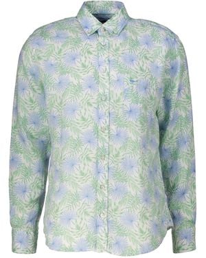 Fynch-Hatton Leinenhemd SUMMER LINEN PRINTS Casual Fit - Blau