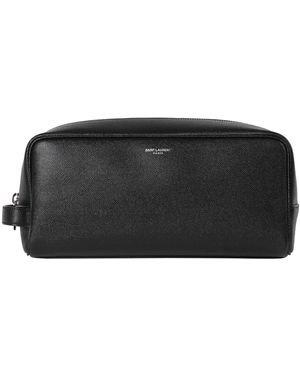 Saint Laurent Kulturbeutel PARIS GROOMING CASE aus Kalbsleder - Schwarz