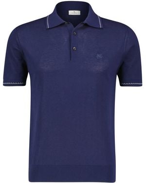 Etro Poloshirt aus Feinstrick Regular Fit - Blau