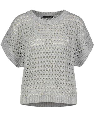 Luisa Cerano Strickpullover mit Leinen und Pailletten - Grau