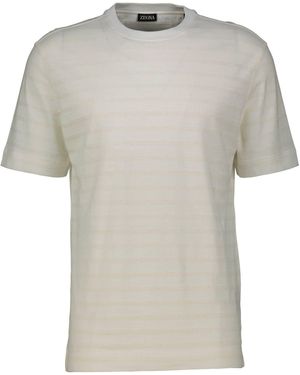 ZEGNA T-Shirt aus Baumwolle und Leinen - Mehrfarbig