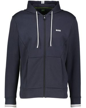 BOSS Sweatjacke aus Baumwoll-Mix Regular Fit - Blau