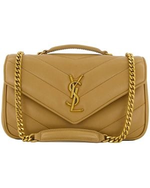 Saint Laurent Umhängetasche aus Lammleder LOULOU SMALL MATELASSE - Natur
