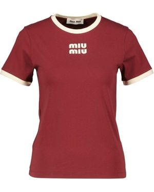 Miu Miu T-Shirt aus Baumwolle - Rot