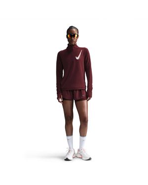 Nike Laufshirt SWOOSH 1/2 ZIP - Rot