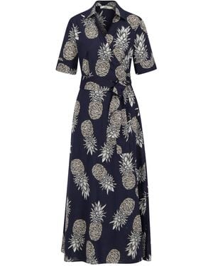 0039 Italy Wickelkleid mit Print SVENJA - Blau
