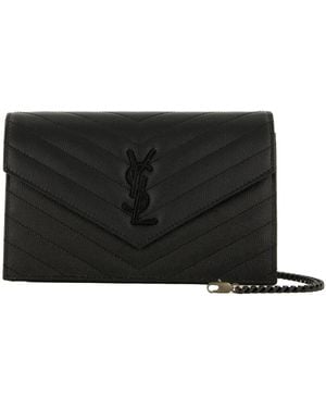 Saint Laurent Umhängetasche aus Leder CASSANDRE WALLET CLUTCH - Schwarz