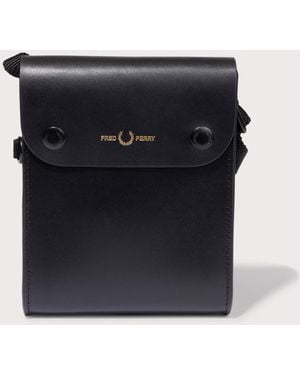 Fred Perry Burnished Leather Pouch - Blue