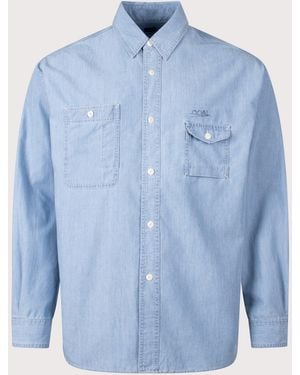 Nanamica Oversized Regular Collar Chambray Shirt - Blue