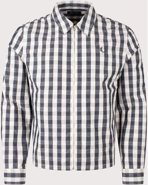 Fred Perry Regular Fit Poplin Check Overshirt - White