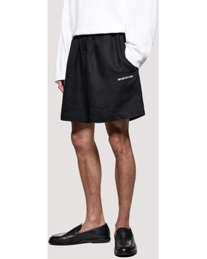 MKI Miyuki-Zoku Relaxed Fit Linen Wide Leg Shorts - Black