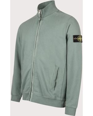 Stone Island Brushed Cotton Zip Through Track Top - Green