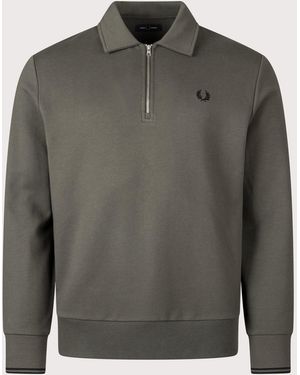 Fred Perry Relaxed Fit Collared Quarter Zip Sweatshirt - Grey